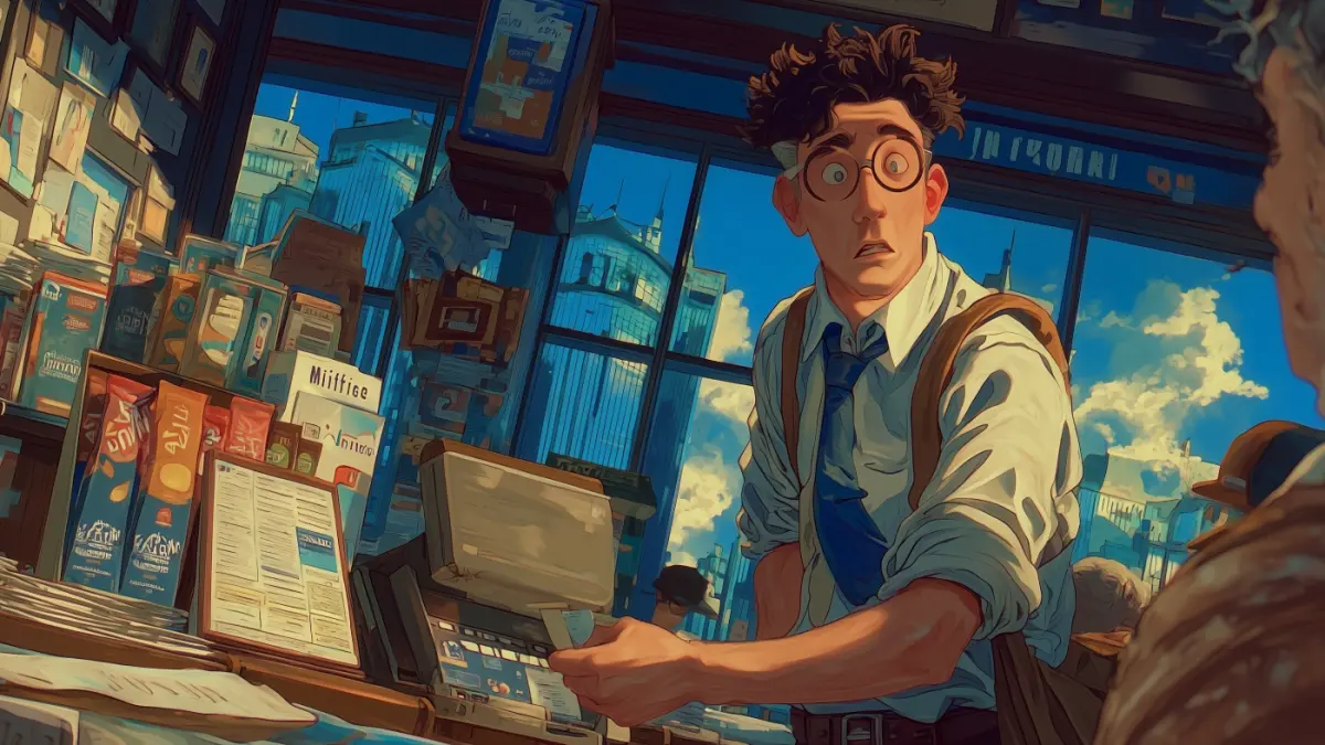 a man paying his groceries