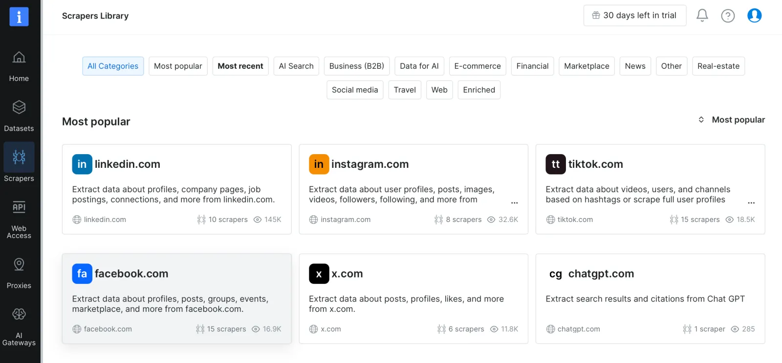 scrapers library bright data