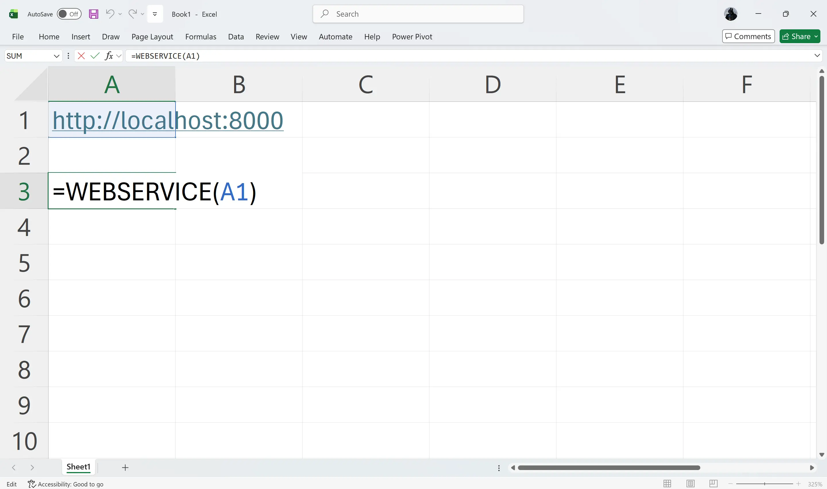 using webservice in excel