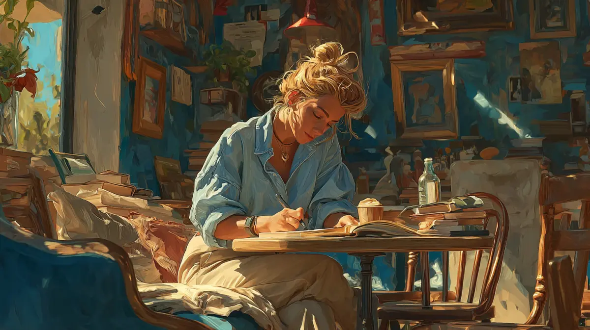 a woman writing her journal