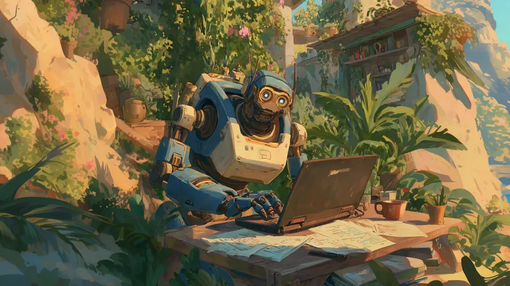 ai working on a laptop